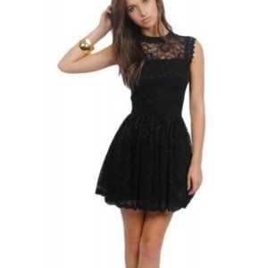 Alexis $495 Vendela Black Lace Jeweled Dress Small